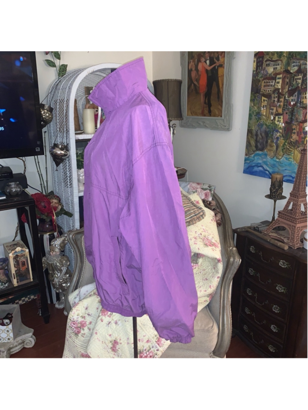 Vintage Great Athletic Sports Jacket size large Purple Full Zip - Picture 4 of 10